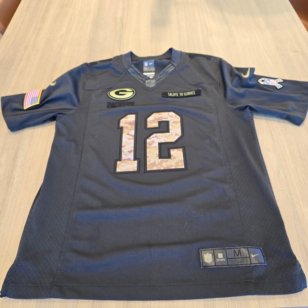 Nike Green Bay Packers Aaron Rodgers Salute to Service Jersey Mens Medium Black